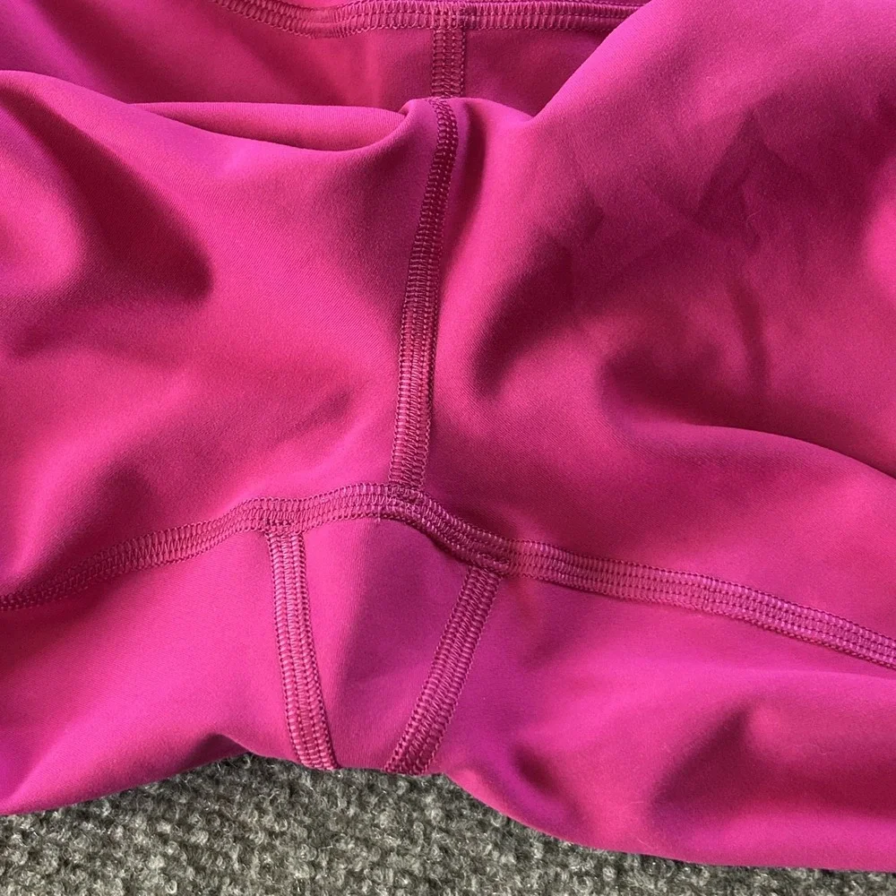Lululemon Pants Womens 16 Pink Wunder High Rise Crop Pocket Yoga Workout‎ Lulu